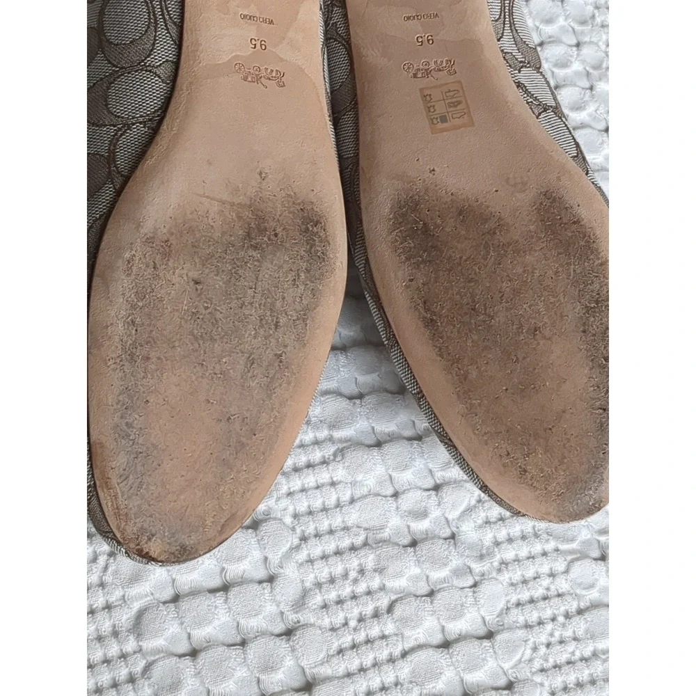 COACH Hanna Loafer Signature Jacquard Sz 9.5 B Cream Beige Luxury